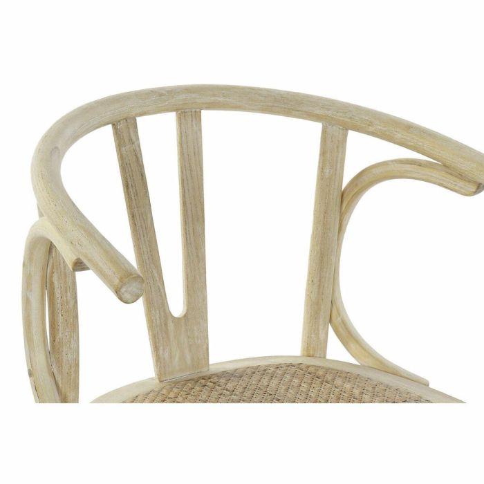 DKD Home Decor Silla Horeca Blanco de Olmo y Ratán con Respaldo de Rejilla Hecha a Mano y Desmontable - 76 cm Alto, Asiento 46 cm 2 DKD Home Decor Silla Horeca Blanco de Olmo y Ratán con Respaldo de Rejilla Hecha a Mano y Desmontable - 76 cm Alto, Asiento 46 cm 2