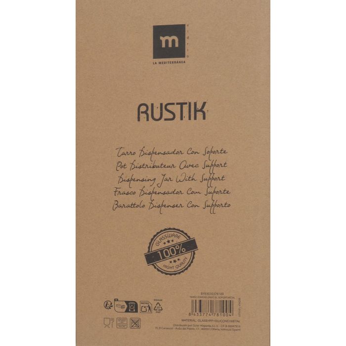 La Mediterran Tarro Dispensador con Grifo 8 Litros y Soporte de Metal - Contenedor de Bebidas de Vidrio (4 Unidades) 12