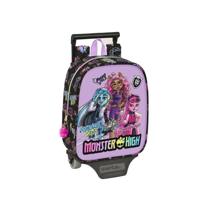 Mochila Escolar con Ruedas Monster High Creep Negro 22 x 27 x 10 cm