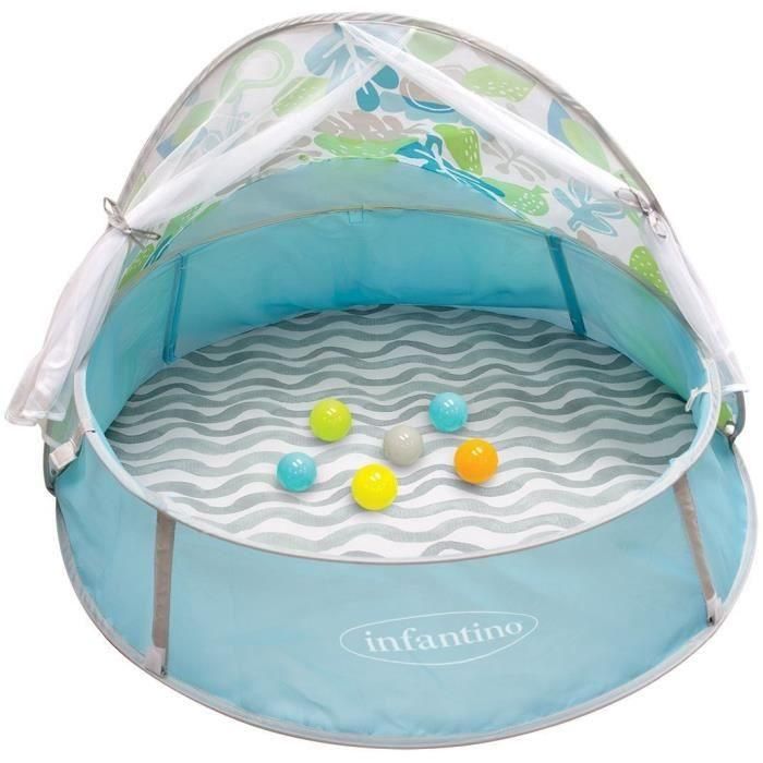 Infantino INF0773554031270 Piscina de bolas evolutiva 3 en 1 con capota anti-UV y mosquitera 1