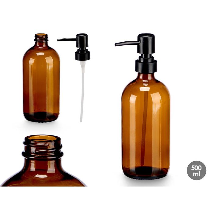Berilo Dosificador de Cristal Redondo Marrón, 500 ml de Capacidad. Fabricado con Vidrio y Plástico. Medidas: 9.5 x 214 x 7.4 cm. (12 Unidades) Berilo Dosificador de Cristal Redondo Marrón, 500 ml de Capacidad. Fabricado con Vidrio y Plástico. Medidas: 9.5 x 214 x 7.4 cm. (12 Unidades)