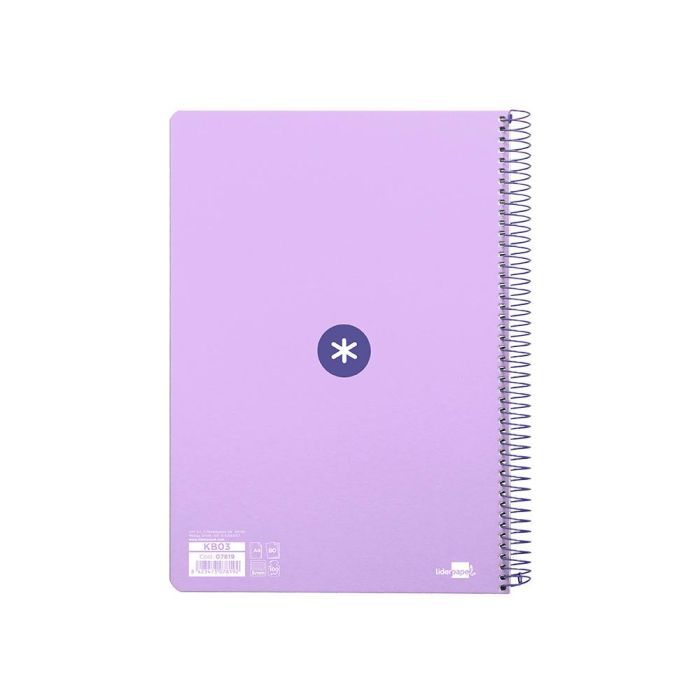 Cuaderno Espiral Liderpapel A4 Micro Antartik Tapa Dura 80H 100 gr Cuadro 5 mm Sin Bandas 4 Taladros Color Lavanda 8