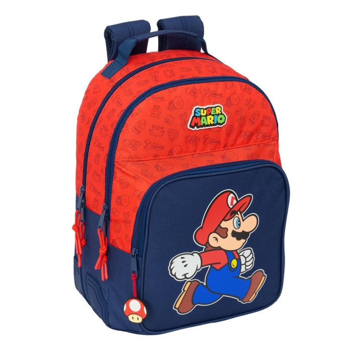 Mochila Escolar Super Mario Trick Rojo Azul oscuro 32 x 42 x 15 cm