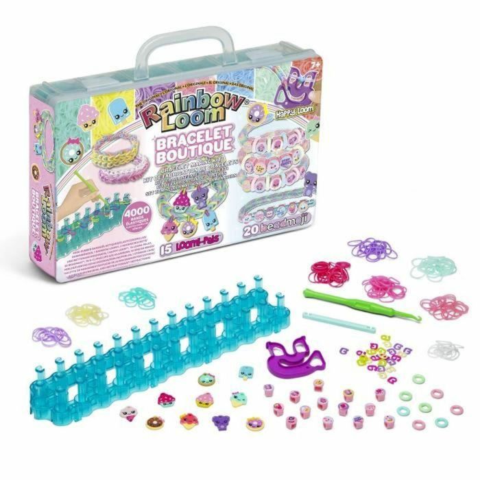 Bandai Rainbow Loom Kit para Crear Pulseras Elásticas Personalizadas - Incluye 4000 Bandas y Perlas Beadmojis, Ideal para Niños +4 Años 1 Bandai Rainbow Loom Kit para Crear Pulseras Elásticas Personalizadas - Incluye 4000 Bandas y Perlas Beadmojis, Ideal para Niños +4 Años 1