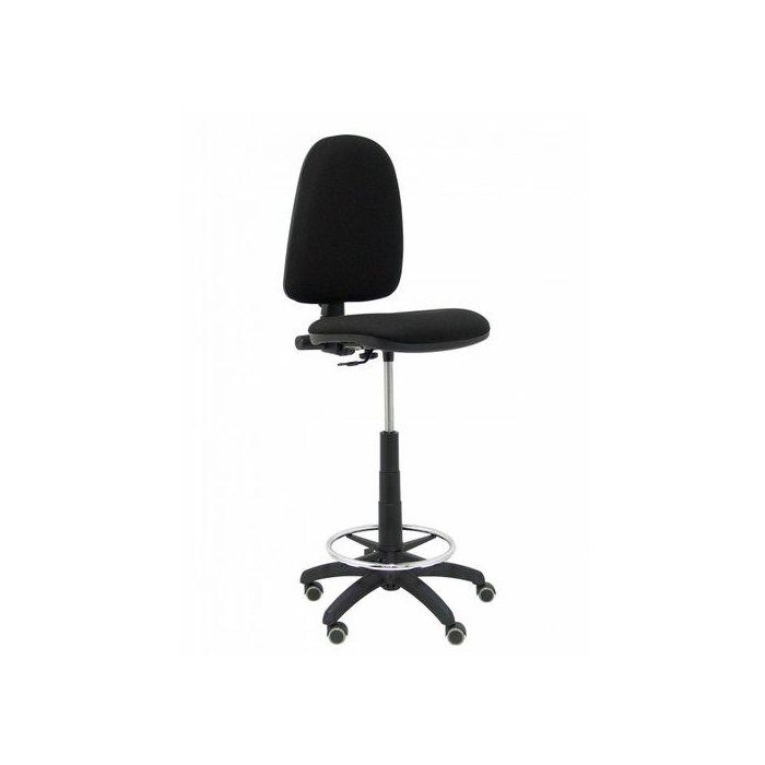 Taburete Piqueras Y Crespo Ayna Ergonomico Mecanismo De Contacto Permanente Regulable En Altura Y Aro Reposapies Ruedas De Parquet Asiento Y Respaldo Tapizados Bali Negro
