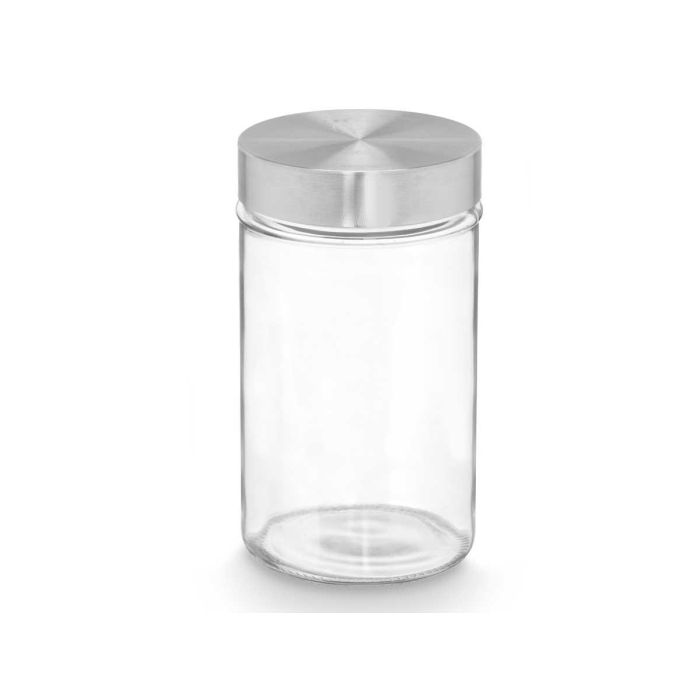 Bote Cristal Redondo 1L con Tapa de Acero Vivalto - 9.8x17.5x9.8 cm (24 Unidades) 1 Bote Cristal Redondo 1L con Tapa de Acero Vivalto - 9.8x17.5x9.8 cm (24 Unidades) 1