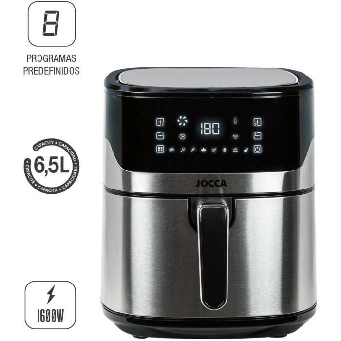 Jocca 2192 Freidora de Aire Caliente sin Aceite 6,5 Litros 1600W Acero Inoxidable 5