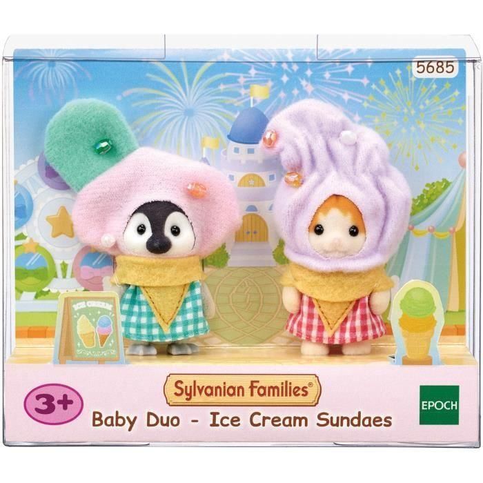 El dúo disfrazado de helado - SYLVANIAN FAMILIES - 5685 - Bebé pingüino y gato rojo con disfraces exclusivos