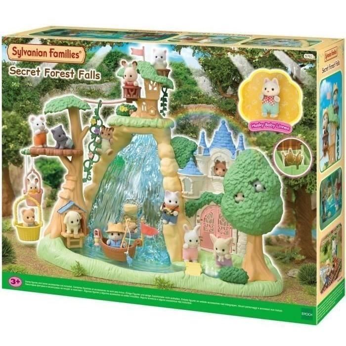 Juego de Figuras - FAMILIAS SYLVANIAN - Bebé Husky y Tesoro Escondido - Castillo y Caja Fuerte