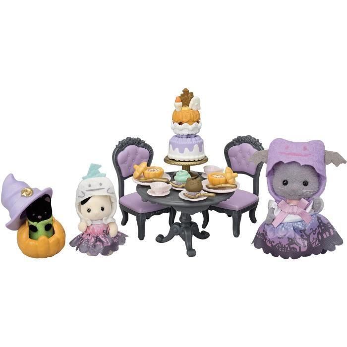 Caja de Halloween - FAMILIAS SYLVANIAN - 3 Figuras Disfrazadas - Muebles y Snacks de Halloween 1