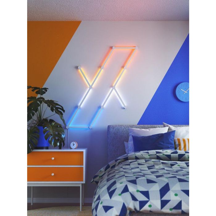 Nanoleaf Lines Starter Kit 15PK Barras de Luz LED Inteligentes Modulares RGBW Retroiluminadas con 2 Zonas de Color 15