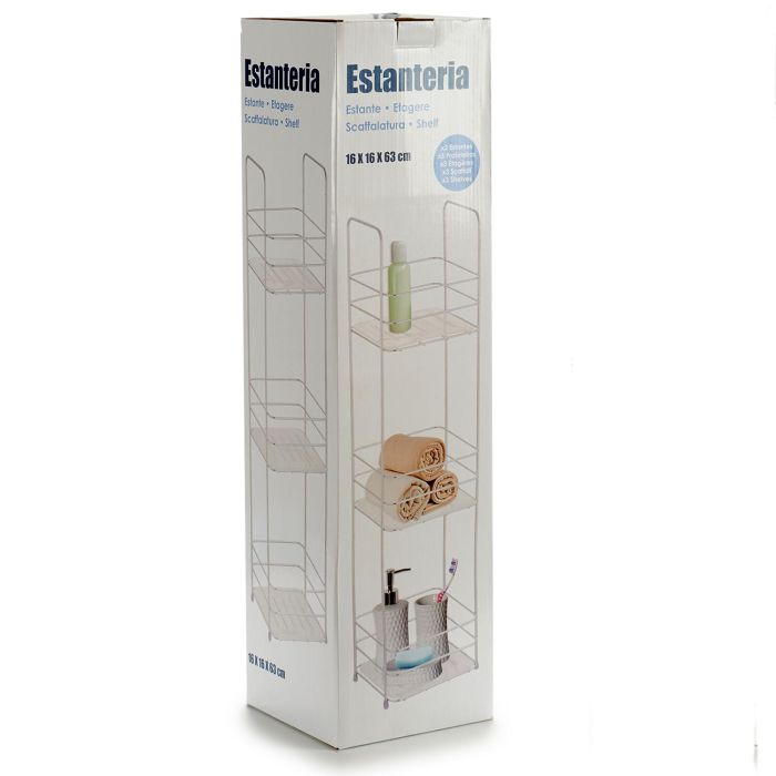 Estantería Metal Cuadrada 3 Pisos Berilo 16x62x16 cm, Metal Cromado, Transparente (6 Unidades) 2 Estantería Metal Cuadrada 3 Pisos Berilo 16x62x16 cm, Metal Cromado, Transparente (6 Unidades) 2