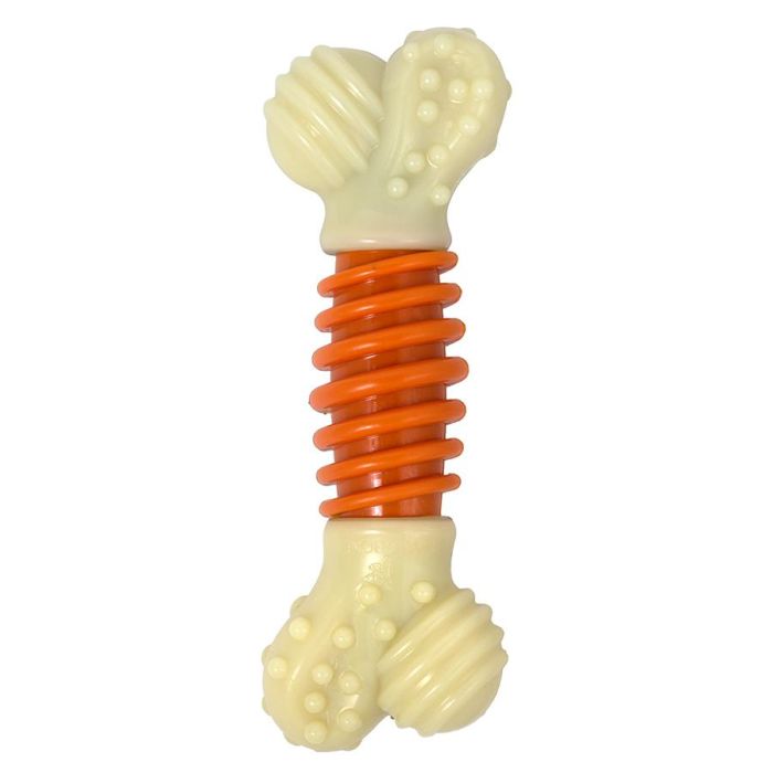 Nylabone Pro Action L Juguete Masticable Triple Acción para Cuidado Dental, Limpieza de Dientes y Refrescar el Aliento Sabor Bacon para Perros Grandes 1