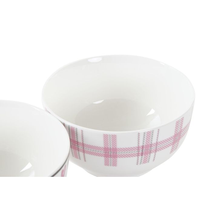 DKD Home Decor Bol Porcelana New Bone Rosa Blanco 13 x 7 x 13 cm (12 Unidades) 2