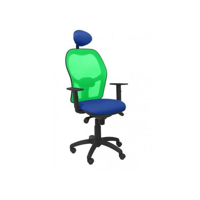 Silla Piqueras Y Crespo Jorquera Brazos Regulables Cabecero Fijo Mecanismo Sincro Con Regulador De Tension Respaldo De Malla Verde Y Asiento Tapizado Bali Azul