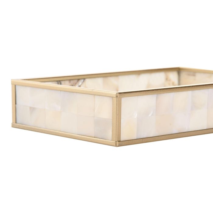 Bandeja Decoracion Scandi DKD Home Decor Blanco Dorado 13 x 4 x 21 cm (4 Unidades) 1