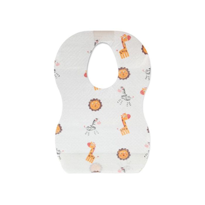 KioKids Baberos Desechables de Un Uso en Celulosa con Bolsillo Recoge-Migas, Multicolor, +6 Meses, 10 Unidades 2