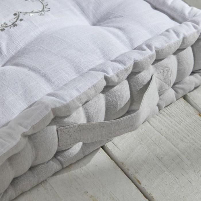 Today TOD1700239379098 Cojín de Suelo Slub x Chambray x Bordado Constance 40 x 40 x 10 cm 2