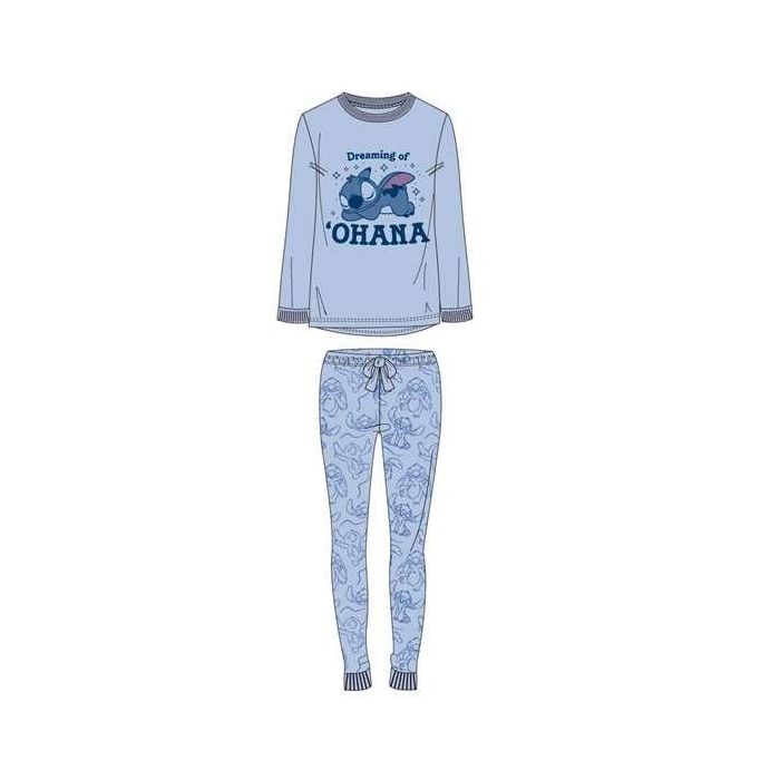 Cerdá Pijama largo Stitch single jersey para adulto, talla XS, color Light Blue