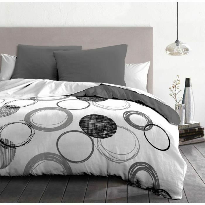 Home Linge Passion HOM3701393708296 Conjunto de edredones de microfibra, 240x260 cm, 2 fundas de almohada 63x63 cm, gris claro 1
