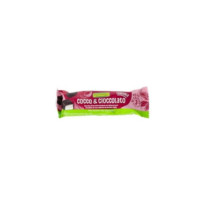 RAPUNZEL Barrita de Coco con Chocolate Negro Bio 50g – Ideal para snack saludable y energético