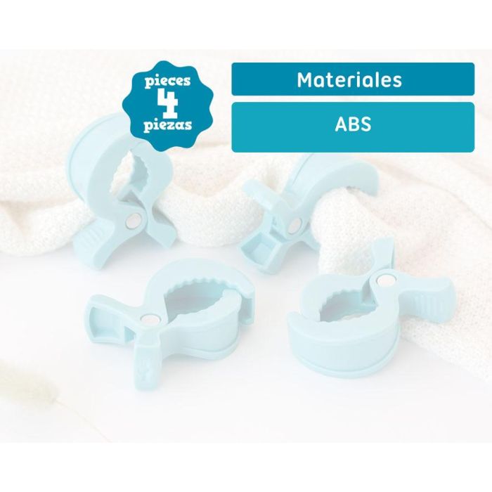 KioKids Pinzas para Muselinas Azul - Pack 4 Unidades 5