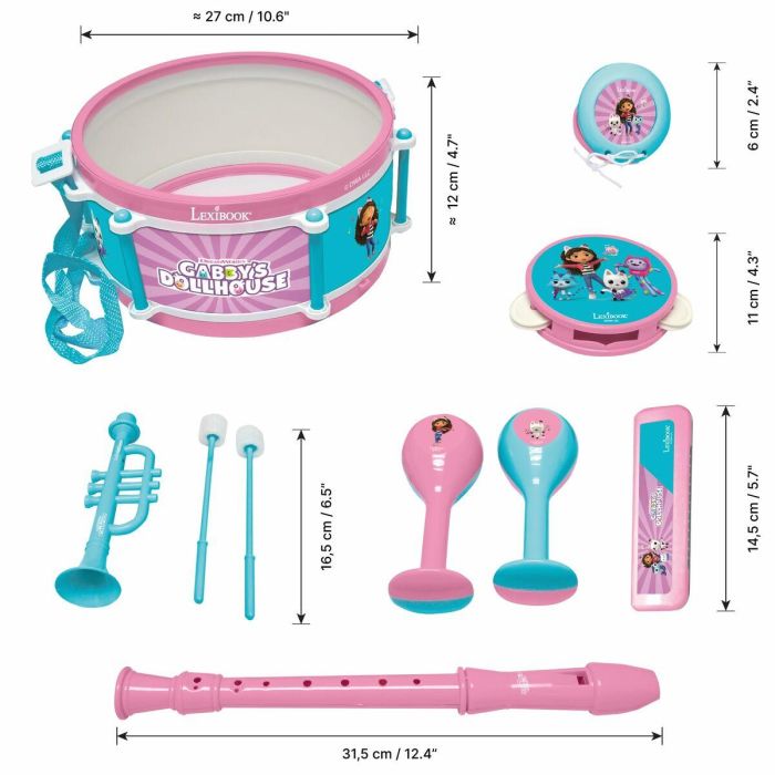 Lexibook LEX3380743105475 Set musical Gabby y la Casa Mágica con 7 instrumentos y almacenamiento en tambor 8 Lexibook LEX3380743105475 Set musical Gabby y la Casa Mágica con 7 instrumentos y almacenamiento en tambor 8