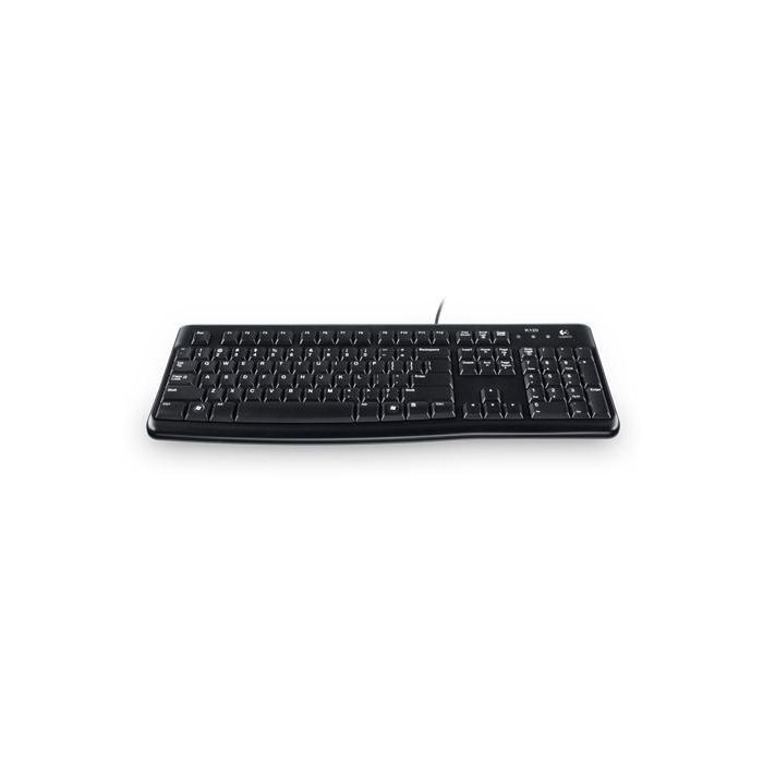 Logitech K120 Teclado USB Perfil Bajo para Negocios, Resistente a Derrames, Duradero, con Teclado Numérico y Silencioso