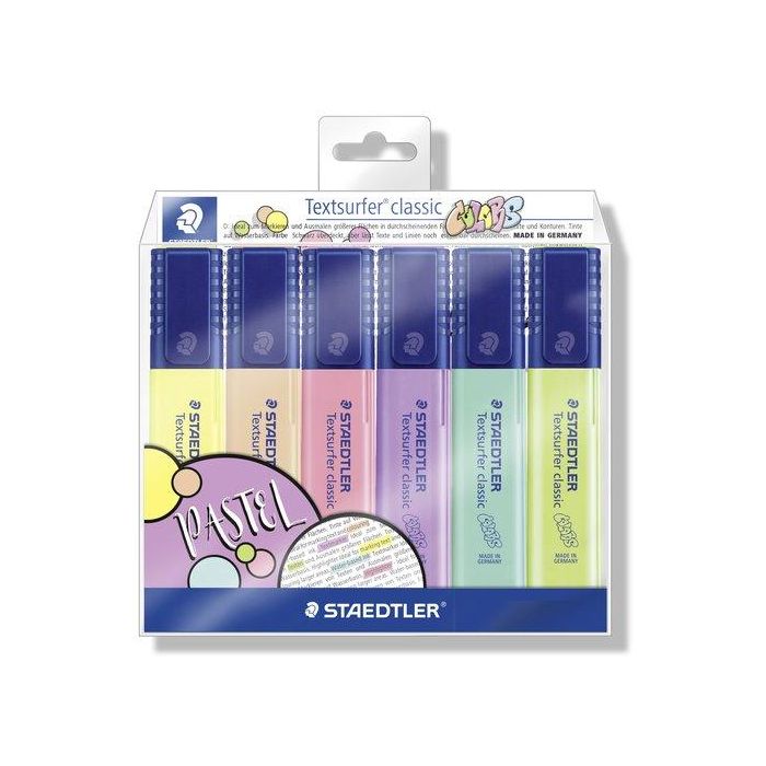 Staedtler Rotulador Textsurfer Classic Marcadores Fluorescentes Pastel & Vintage 364 Punta Biselada 1-5mm Bolsa 6 Unidades Colores Surtidos