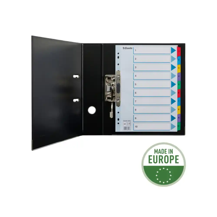 Esselte Separadores Numéricos Cartulina Mylar 1-10 Juego de 10 Separadores DIN A4 Multitaladro Multicolor 2