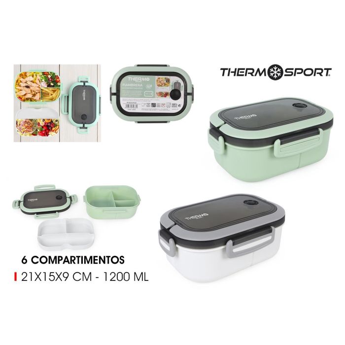 Fiambrera 6 Departamentos Rectangular Thermosport (6 Unidades) Fiambrera 6 Departamentos Rectangular Thermosport (6 Unidades)