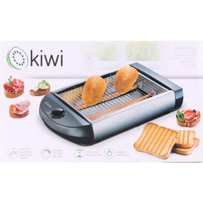 Tostadora Plana Kiwi 600W 24x19 cm 6 Temperaturas (4 Unidades) 1 Tostadora Plana Kiwi 600W 24x19 cm 6 Temperaturas (4 Unidades) 1