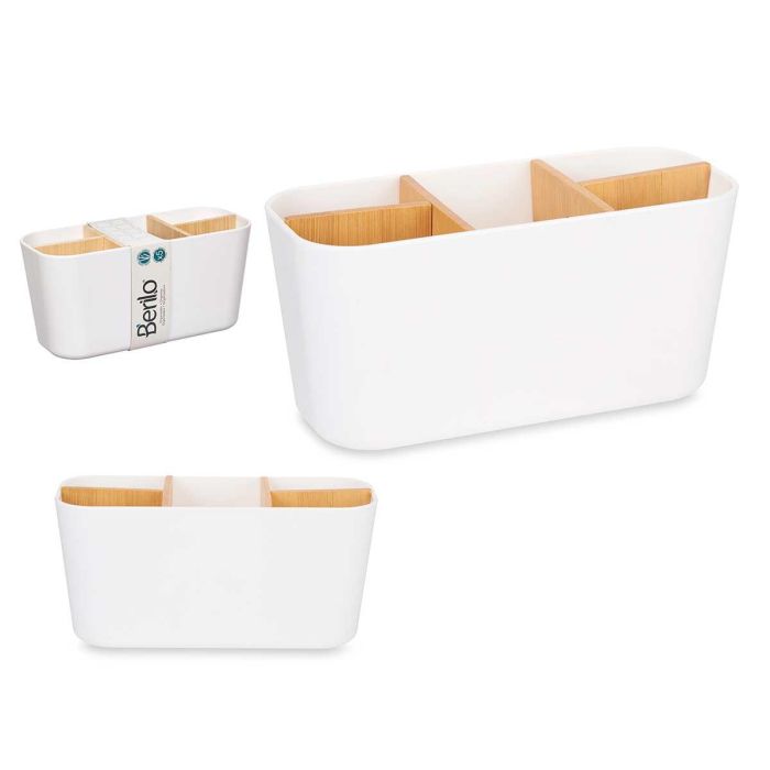 Organizador Ovalado 5 Huecos Bambú Blanco Berilo 21x10x9 cm (6 Unidades) Organizador Ovalado 5 Huecos Bambú Blanco Berilo 21x10x9 cm (6 Unidades)