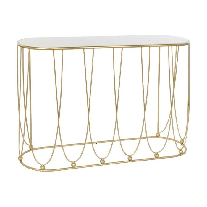 DKD Home Decor Consola Chic de Mármol Blanco y Estructura de Metal Plateado. Mueble de Recibidor. Medidas: 115x35x78 cm