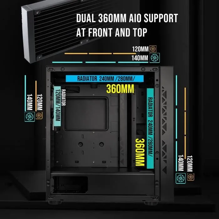 Bitfenix BIT1701161916076 Caja de PC Torre Media Negra ARGB E-ATX sin Fuente de Alimentación 2