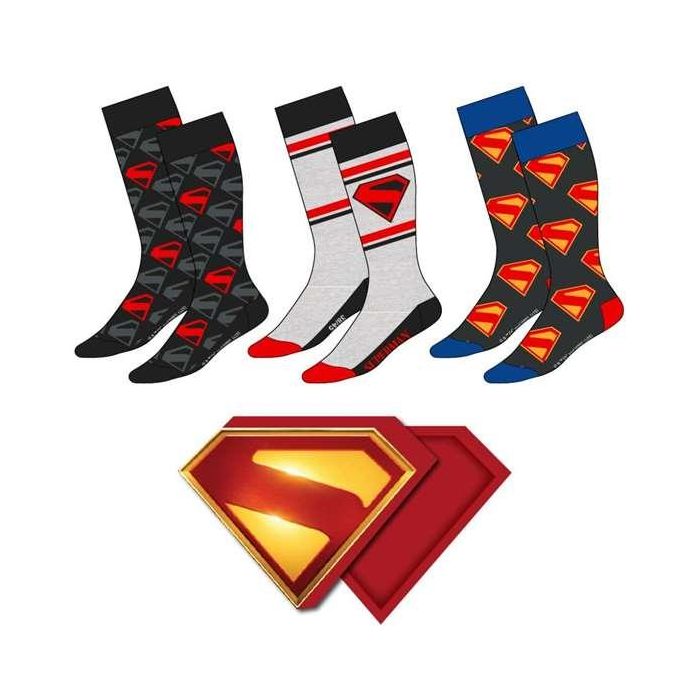 Cerdá Pack de 3 Calcetines Superman Multicolor Tallas 38-45