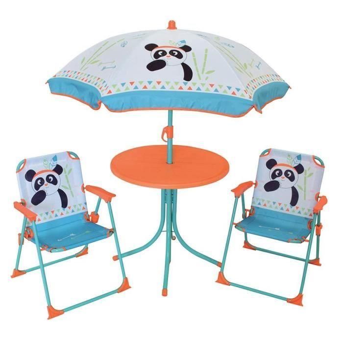 FUN HOUSE 713095 PANDA INDIA Muebles de jardín con mesa, 2 sillas plegables y sombrilla para niños. 1 FUN HOUSE 713095 PANDA INDIA Muebles de jardín con mesa, 2 sillas plegables y sombrilla para niños. 1