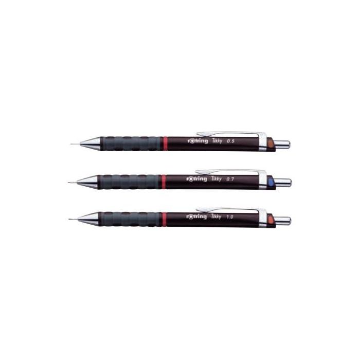 Rotring Portaminas Tikky 3 unidades con Colourcode, Plástico, Negro, Forma redonda, Clip, Adherencia suave, Dureza HB