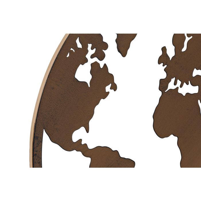 DKD Home Decor Decoración de Pared Mapa Mundi Metal Negro Blanco Cobre 40 x 40 cm (3 Unidades) 1