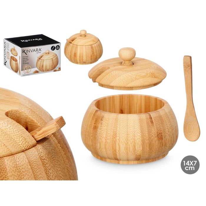 Azucarero de Bambú Kinvara 12x9.5x11.5 cm - Madera con Cuchara (12 Unidades) Azucarero de Bambú Kinvara 12x9.5x11.5 cm - Madera con Cuchara (12 Unidades)