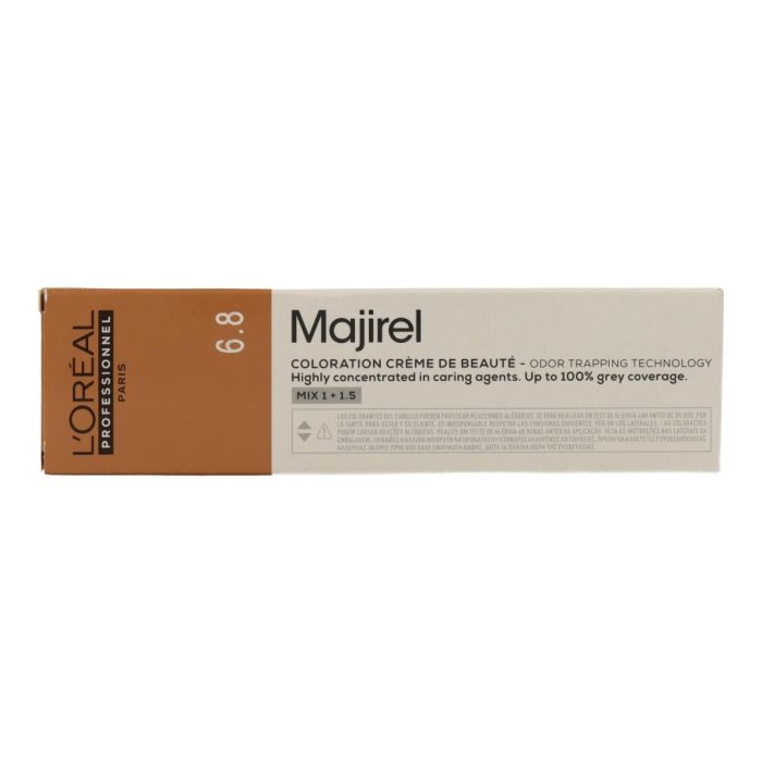 L'Oréal Majirel Moca 6.8 60Ml - Tinte Permanente Profesional con Reflejos Cálidos para Cobertura Total de Canas