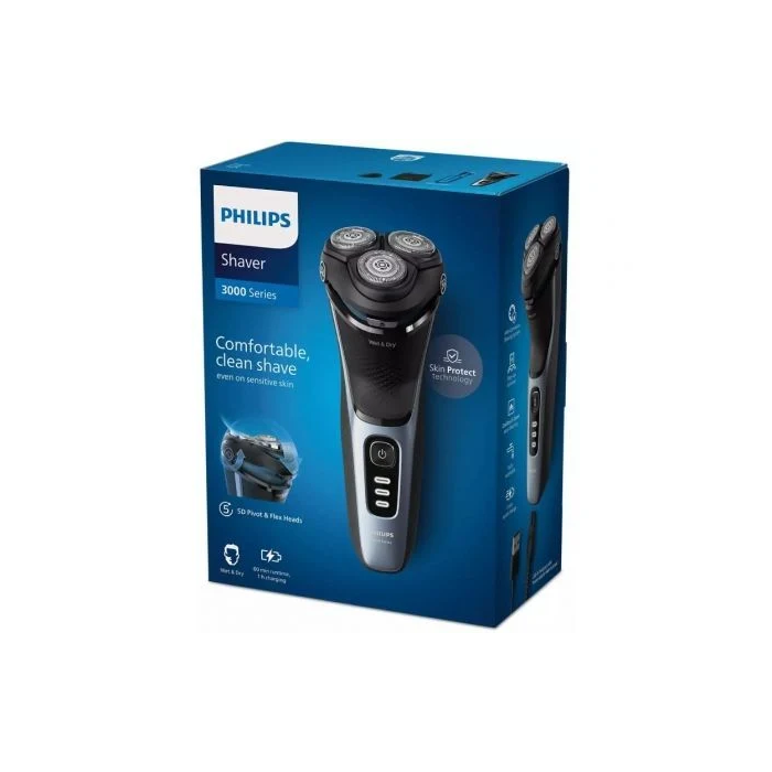Philips Afeitadora Shaver Series 3000 S3243/12 con Cabezales Flexibles 5D, PowerCut, Uso Seco y Húmedo, 60 Minutos de Autonomía y 2 Accesorios 4