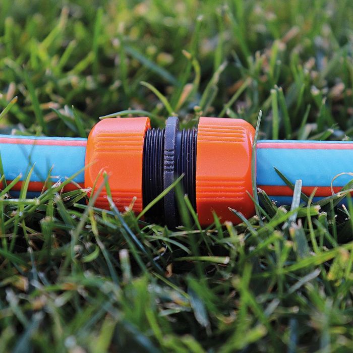 Edm Reparador para Manguera 1/2" - 5/8" Dos Tomas de Polipropileno Gris/Naranja 1