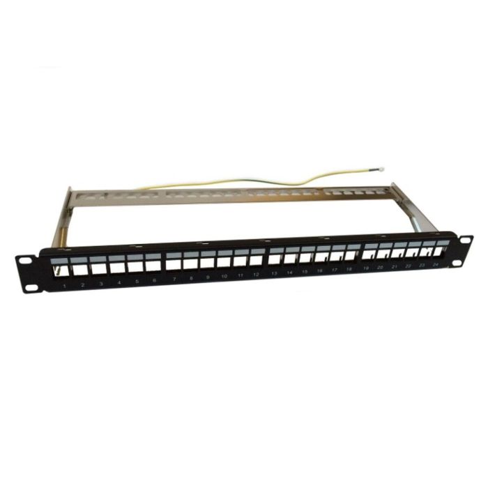 WP WPC-PAN-BF24 Panel de Conexiones Universal RJ45 para Módulos de Fibra Óptica 19 pulgadas, Color Negro, Blindado 1
