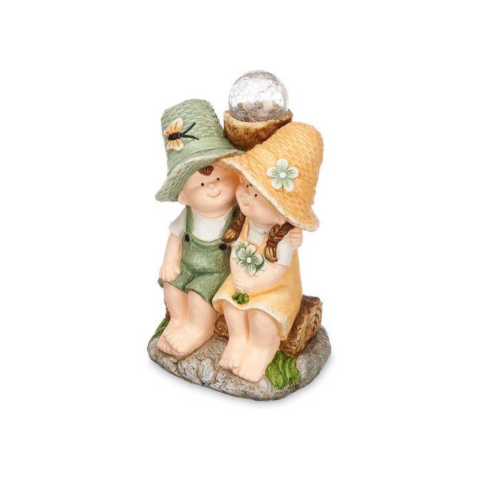 Figura Solar Pareja Sentada Ibergarden 27.8x44.5x24.1 cm - Poliresina, Colores: Amarillo, Blanco, Verde (2 Unidades) 1 Figura Solar Pareja Sentada Ibergarden 27.8x44.5x24.1 cm - Poliresina, Colores: Amarillo, Blanco, Verde (2 Unidades) 1