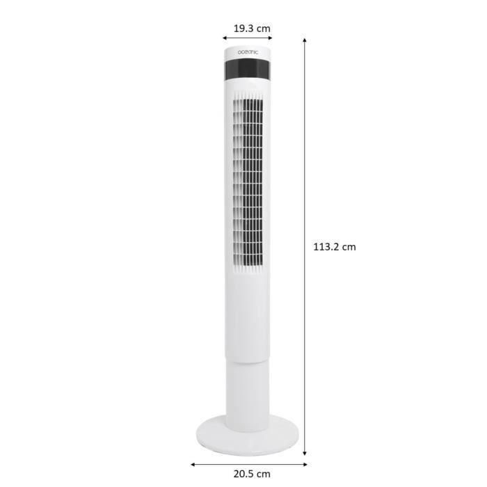 Ventilador de columna oceánica - 50W - Altura 110 cm - Oscilación automática - Control remoto - Temporizador - Blanco 1 Ventilador de columna oceánica - 50W - Altura 110 cm - Oscilación automática - Control remoto - Temporizador - Blanco 1