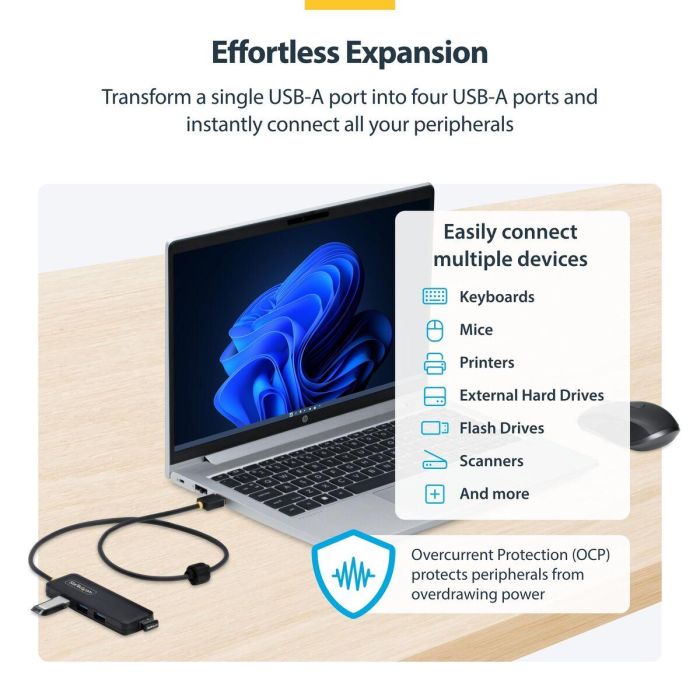 Hub USB Startech H5A4A-USB-HUB-2 Negro 6 Hub USB Startech H5A4A-USB-HUB-2 Negro 6