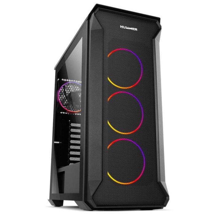 NOX Hummer Quantum Mini Torre ARGB con 4 Ventiladores de 120mm, Chasis de Cristal Templado, Soporte Placas ATX/mATX/ITX, Negro