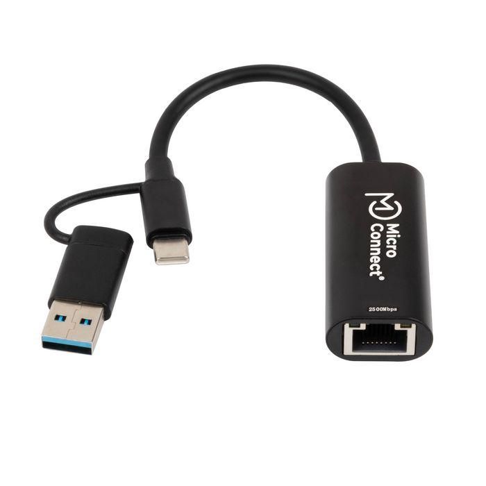 MicroConnect Adaptador de Red Premium USB-C / A a RJ45 2.5G para Portátil Mac, Windows y Linux MicroConnect Adaptador de Red Premium USB-C / A a RJ45 2.5G para Portátil Mac, Windows y Linux