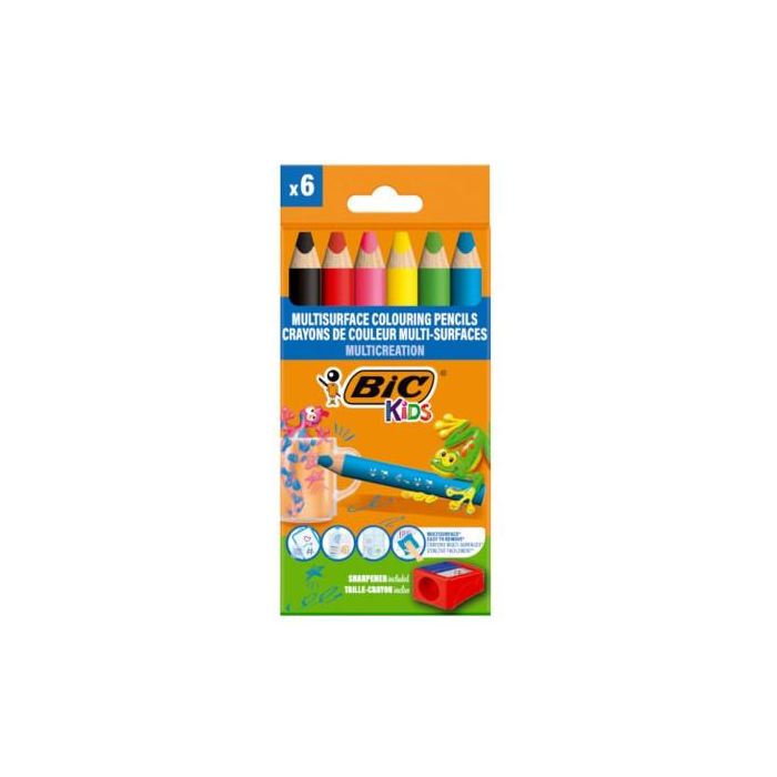 Estuche Lapices Triangulares Multisuperficie Blister 6 unidades BIC 515220